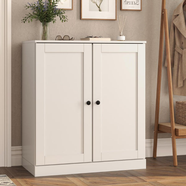 White Solid Wood Shoe Cabinet Organizer for Entryway Holding Twenty Pairs Neatly