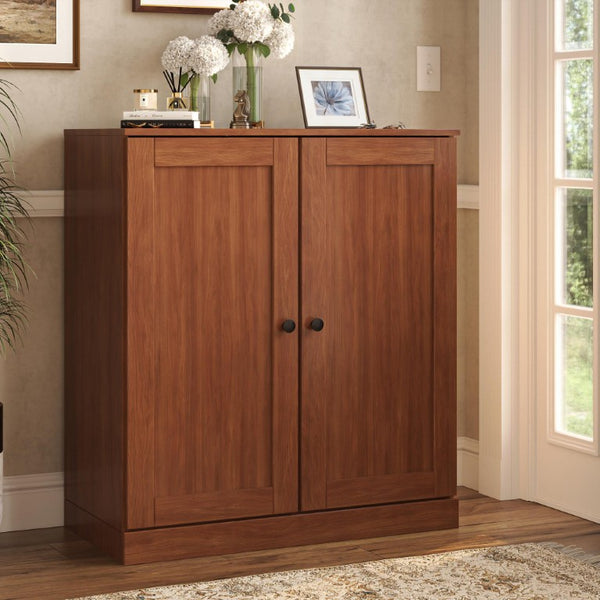 Coffee Solid Wood Shoe Cabinet with Twenty Pair Entryway Storage Organizer Unit