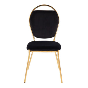 English Elm Dining Chair Set of 2 Black Velvet Seat Gold Metal Frame Glam Contemporary B202P471348