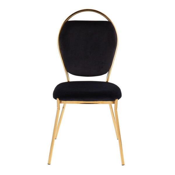 English Elm Dining Chair Set of 2 Black Velvet Seat Gold Metal Frame Glam Contemporary B202P471348