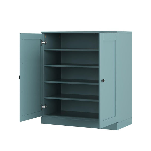 Aqua Solid Wood Shoe Cabinet Organizer with Space for Twenty Pairs Entryway