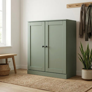 Sage Solid Wood Entryway Shoe Cabinet Organizer with Space for Twenty Pairs