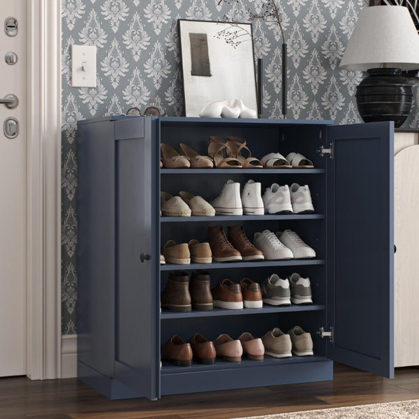 French Provincial Solid Wood Shoe Cabinet Organizer for Entryway Twenty Pair Storage