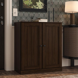 Espresso Solid Wood Shoe Cabinet Entryway Organizer Holds up to Twenty Pairs