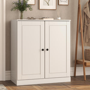 White Solid Wood Shoe Cabinet Organized Entryway Storage for Twenty Pairs