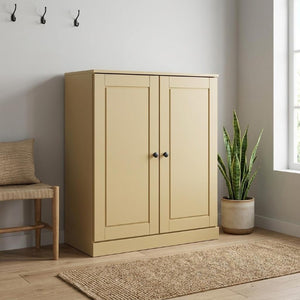 Yellow Solid Wood Shoe Cabinet Organizer for Entryway Holds Twenty Pairs Stylishly