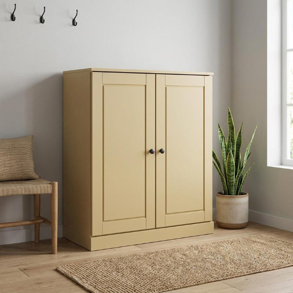 Yellow Solid Wood Shoe Cabinet Organizer for Entryway Holds Twenty Pairs Stylishly