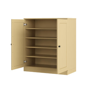 Yellow Solid Wood Shoe Cabinet Organizer for Entryway Holds Twenty Pairs Stylishly
