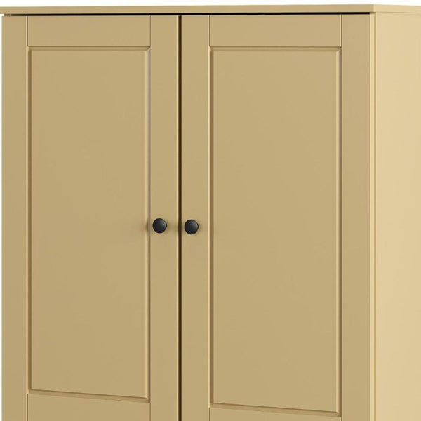 Yellow Solid Wood Shoe Cabinet Organizer for Entryway Holds Twenty Pairs Stylishly