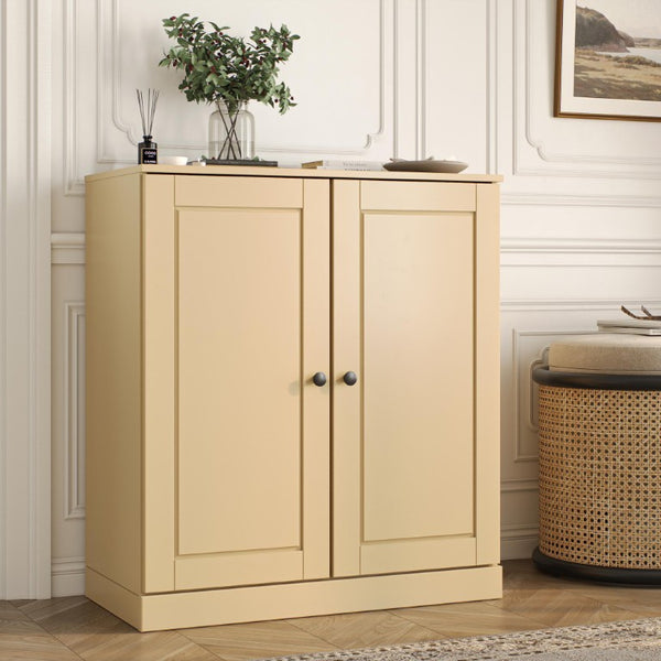 Yellow Solid Wood Shoe Cabinet Organizer for Entryway Holds Twenty Pairs Stylishly