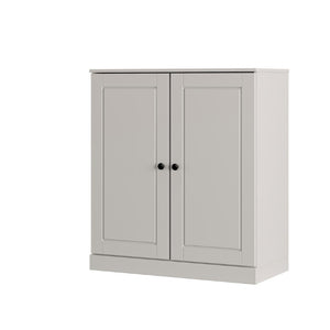HomeRoots Off White Solid Wood Shoe Cabinet Elegant Entryway Storage for Twenty Pairs 752370