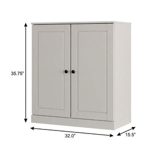 Off White Solid Wood Shoe Cabinet Elegant Entryway Storage for Twenty Pairs