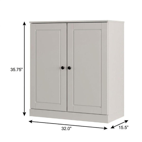 Off White Solid Wood Shoe Cabinet Elegant Entryway Storage for Twenty Pairs