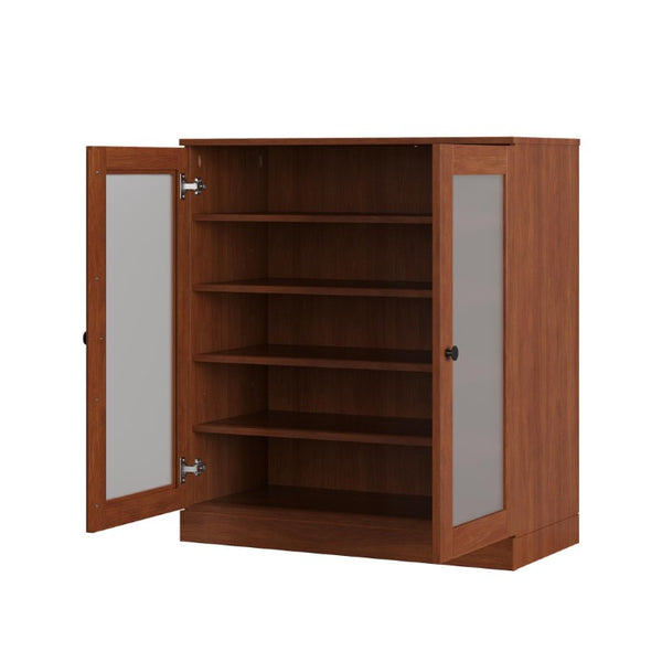 Coffee Solid Wood Entryway Shoe Cabinet with Ample Organized Storage for Twenty Pairs