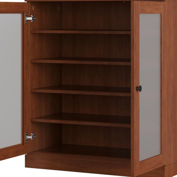 Coffee Solid Wood Entryway Shoe Cabinet with Ample Organized Storage for Twenty Pairs