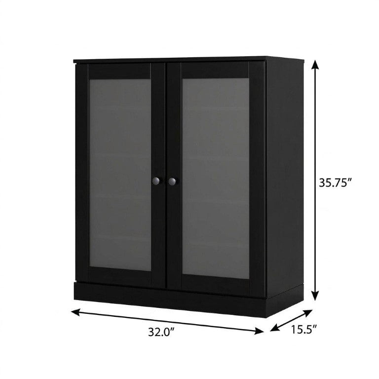 HomeRoots Black Solid Wood Shoe Cabinet Organizer for Entryway Storing up to Twenty Pairs 752376