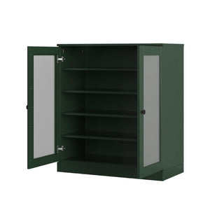HomeRoots Green Twenty Pair Solid Wood Shoe Cabinet Entryway Organizer with Sturdy Storage 752378