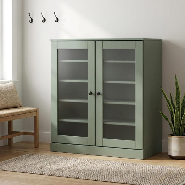 Sage Solid Wood Twenty Pair Shoe Cabinet Entryway Organizer with Stackable Storage