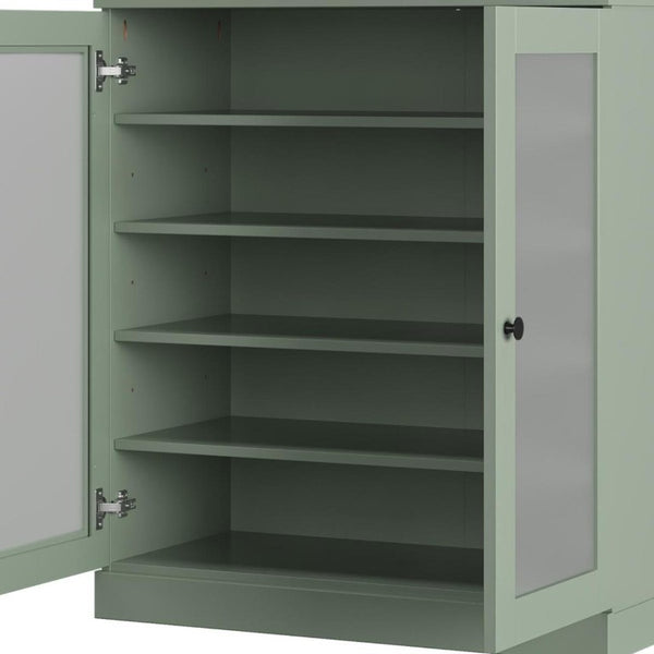 Sage Solid Wood Twenty Pair Shoe Cabinet Entryway Organizer with Stackable Storage