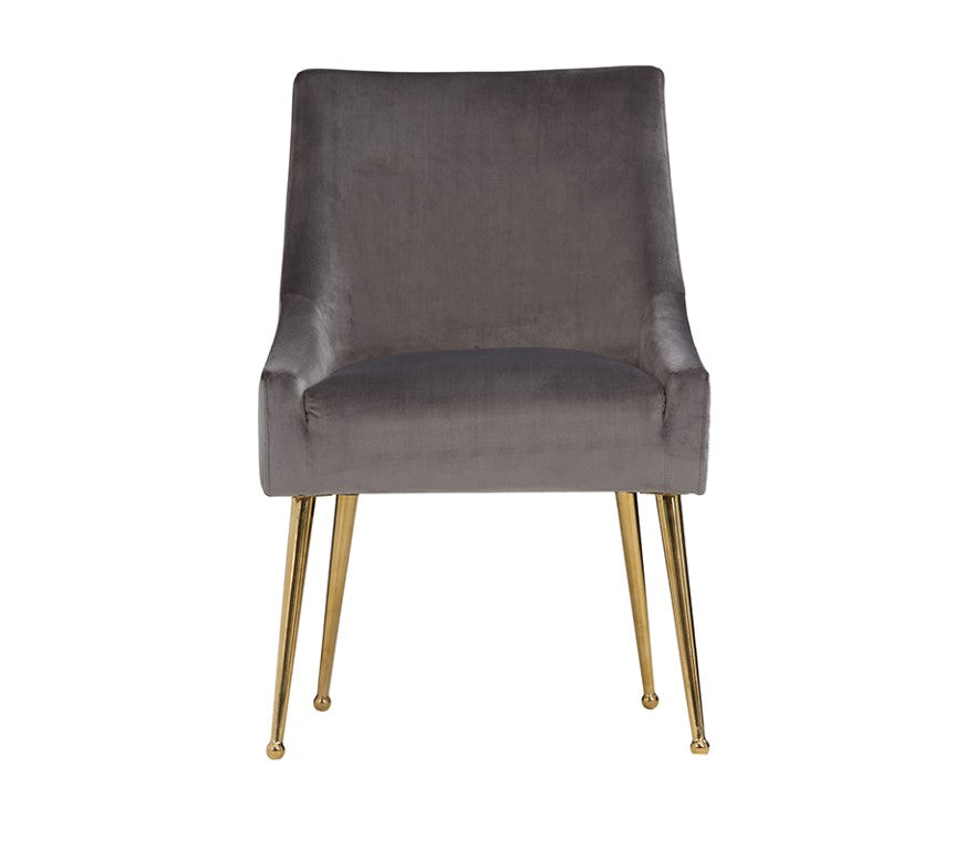 VIG Furniture Castana Grey Velvet Dining Chairs Set Of 2 With Gold Legs, Back Handle, Plush Seat & Floor Protectors VGRH-RHS-DC-101-GRY