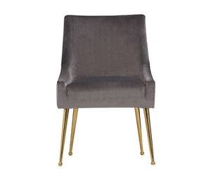VIG Furniture Castana Grey Velvet Dining Chairs Set Of 2 With Gold Legs, Back Handle, Plush Seat & Floor Protectors VGRH-RHS-DC-101-GRY