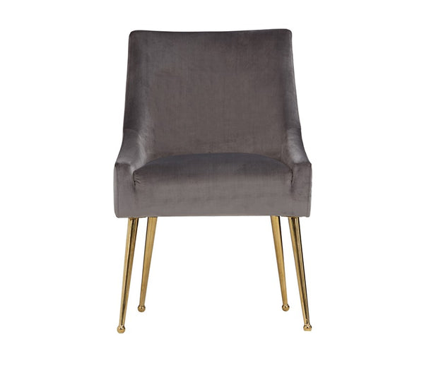 VIG Furniture Castana Grey Velvet Dining Chairs Set Of 2 With Gold Legs, Back Handle, Plush Seat & Floor Protectors VGRH-RHS-DC-101-GRY