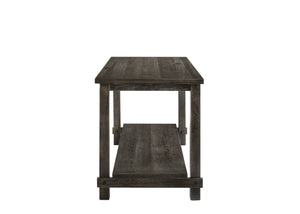 English Elm Martha Weathered Gray Counter Height Table with Bottom Shelf, Fixed Oak Veneer Top, Sturdy KD Design B2726P264954