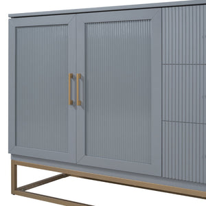 English Elm Murphy Queen Wall Bed with Frosted Glass Cabinet Facade Gold Legs Pine Frame Gray N820S00028E