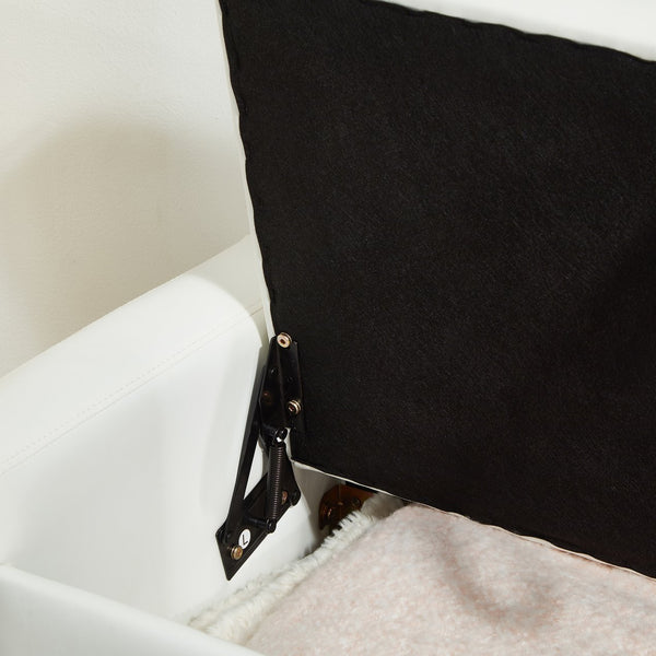 English Elm 48" Storage Ottoman Bench with Tufted Faux Leather Upholstery, Solid Wood Frame & 300lb Capacity Ivory White W1097P338779