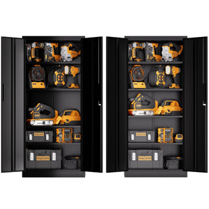 English Elm 72"h Steel Locking Storage Cabinet 4 Adjustable Shelves Powder Coated Garage Office W2735P457281