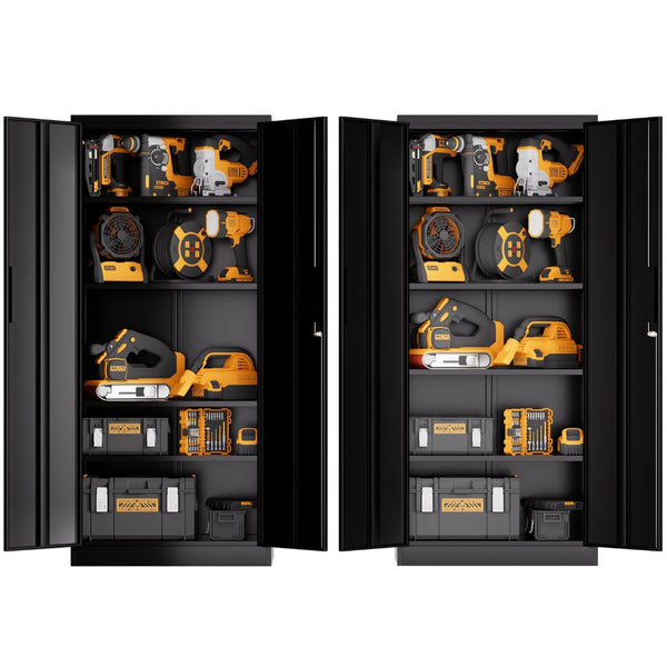 English Elm 72"h Steel Locking Storage Cabinet 4 Adjustable Shelves Powder Coated Garage Office W2735P457281