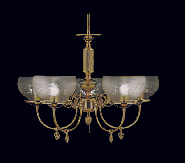 Framburg 5-light Victorian Gas Light Chandelier - Handcrafted Polished Brass Dining Fixture For Elegant Homes Polished Brass Metal 7525 Pb