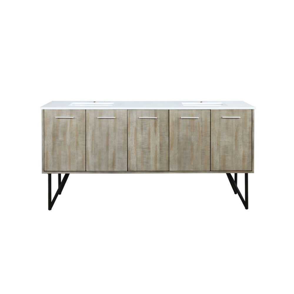 English Elm Rustic Acacia Double Bath Vanity 72" W X 20" D With Durable Cultured Marble Top & Ample Storage Options B2731P259708-GIGA