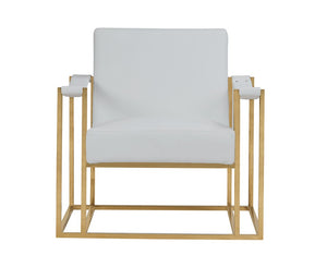 VIG Furniture Larson Ivory White Leatherette Accent Chair With Gold Frame — Modern Architectural Design, Durable Comfort VGRH-RHS-AC-205-WHT