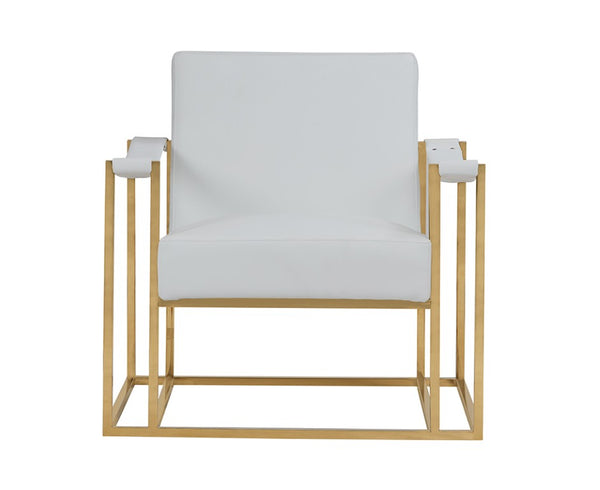 VIG Furniture Larson Ivory White Leatherette Accent Chair With Gold Frame — Modern Architectural Design, Durable Comfort VGRH-RHS-AC-205-WHT