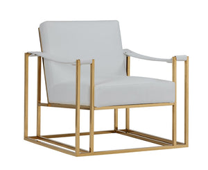 VIG Furniture Larson Ivory White Leatherette Accent Chair With Gold Frame — Modern Architectural Design, Durable Comfort VGRH-RHS-AC-205-WHT