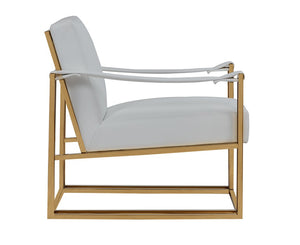 VIG Furniture Larson Ivory White Leatherette Accent Chair With Gold Frame — Modern Architectural Design, Durable Comfort VGRH-RHS-AC-205-WHT