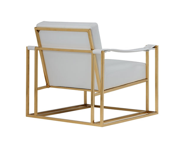 VIG Furniture Larson Ivory White Leatherette Accent Chair With Gold Frame — Modern Architectural Design, Durable Comfort VGRH-RHS-AC-205-WHT