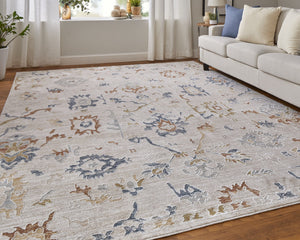 Feizy Rugs Pasha Vibrant Floral Rug - Soft Low Pile, Stain-resistant Polyester For High-traffic Areas Ivory,Blue,Gold Polyester Pas39m8fivymltp00