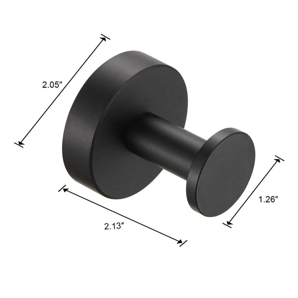English Elm Round Matte Black Towel Hooks - 2 Pack Of Durable Wall-Mounted Holders For Modern Home Spaces T3177P280083-GIGA