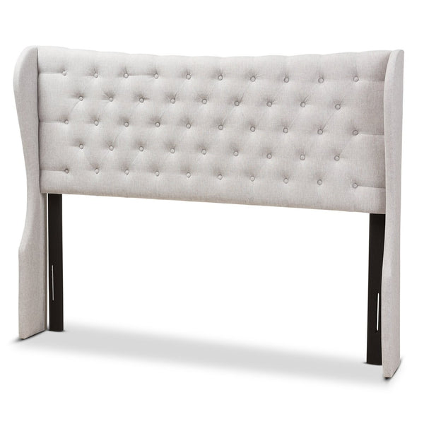 Baxton Studio Baxton Studio Cadence Modern Winged Headboard with Button-Tufting in Elegant Greyish Beige Fabric King BBT6631-Greyish Beige-King HB