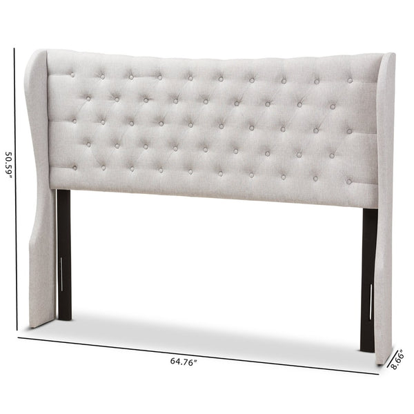 Baxton Studio Baxton Studio Cadence Modern Winged Headboard with Button-Tufting in Elegant Greyish Beige Fabric King BBT6631-Greyish Beige-King HB