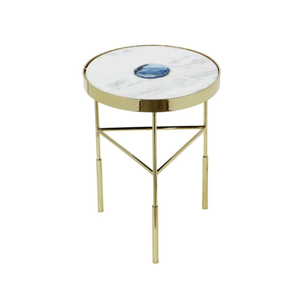 Basset Mirror Delilah Accent Table - Modern Gold Frame With Unique White Marble And Agate Top For Stylish Spaces Gold Metal,Marble,Agate Stone 7526-lr-223