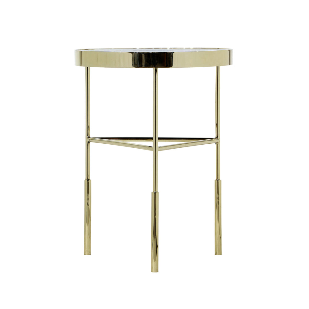 Basset Mirror Delilah Accent Table - Modern Gold Frame With Unique White Marble And Agate Top For Stylish Spaces Gold Metal,Marble,Agate Stone 7526-lr-223