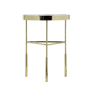 Basset Mirror Delilah Accent Table - Modern Gold Frame With Unique White Marble And Agate Top For Stylish Spaces Gold Metal,Marble,Agate Stone 7526-lr-223