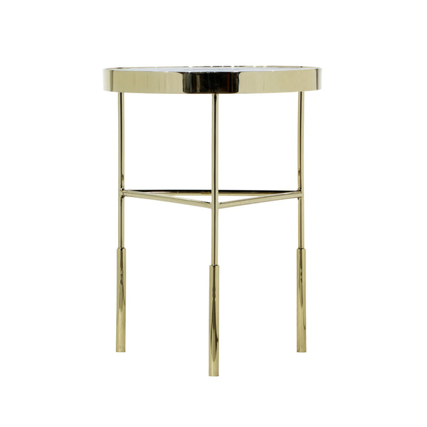 Basset Mirror Delilah Accent Table - Modern Gold Frame With Unique White Marble And Agate Top For Stylish Spaces Gold Metal,Marble,Agate Stone 7526-lr-223
