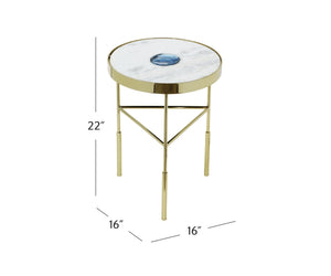 Basset Mirror Delilah Accent Table - Modern Gold Frame With Unique White Marble And Agate Top For Stylish Spaces Gold Metal,Marble,Agate Stone 7526-lr-223