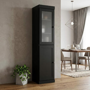 72 Inch Black Solid Wood Freestanding Pantry Cabinet for Kitchen or Hallway