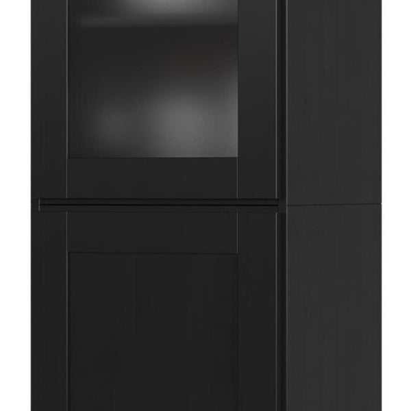 72 Inch Black Solid Wood Freestanding Pantry Cabinet for Kitchen or Hallway
