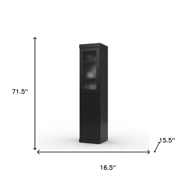 72 Inch Black Solid Wood Freestanding Pantry Cabinet for Kitchen or Hallway